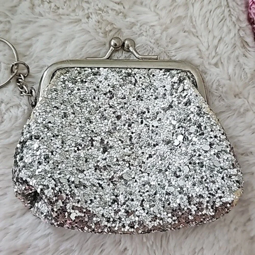 3 Piece: Yellow Purse, Pink Purse, and Silver Chain Purse. Prefect for Girls